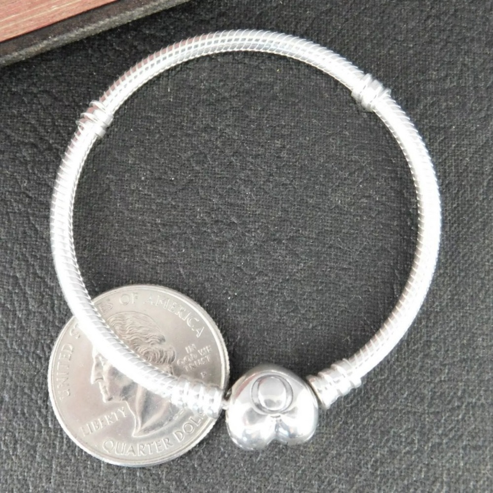 PANDORA JEWELRY Mod. HEART CLASP FACETED SNAKE CHAIN BRACELET